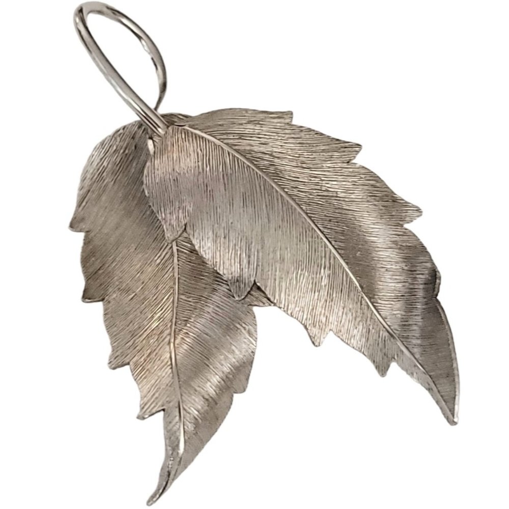 Krementz Silver Tone Leaf Duo Brooch, Signed K670